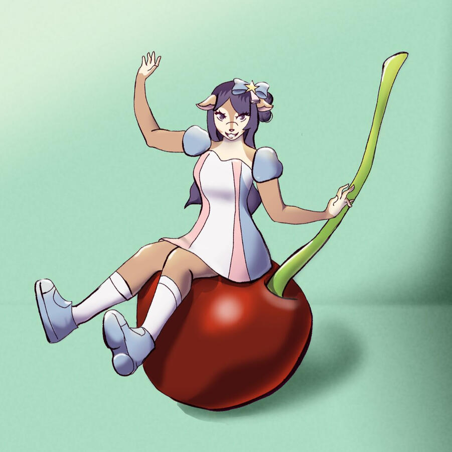 Deer girl on cherry Deer girl on cherry